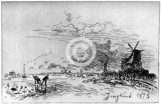 'Canal pres Rotterdam', (Canal Near Rotterdam) c1830-1890 (1924). Artist: Johan Barthold Jongkind