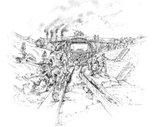 Canal workers at Stourport, Worcestershire, c1770, (c1990-2010) Artist: Peter Dunn