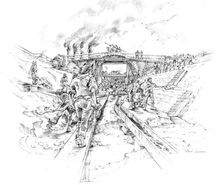 Canal workers at Stourport, Worcestershire, c1770, (c1990-2010) Artist: Peter Dunn