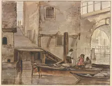 Canal with two rowing boats, late 18th century. Creator: Jacob van Strij