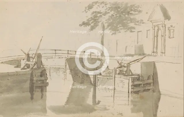 Canal with lock, c.1783-c.1797. Creator: Johannes Huibert Prins.