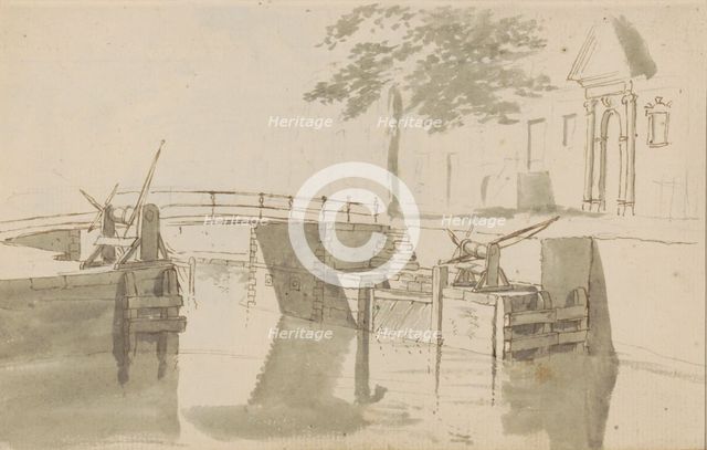 Canal with lock, c.1783-c.1797. Creator: Johannes Huibert Prins.