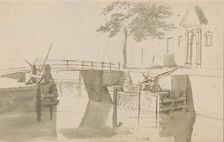 Canal with lock, c.1783-c.1797. Creator: Johannes Huibert Prins