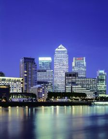 Canary Wharf at night, c1990-2010