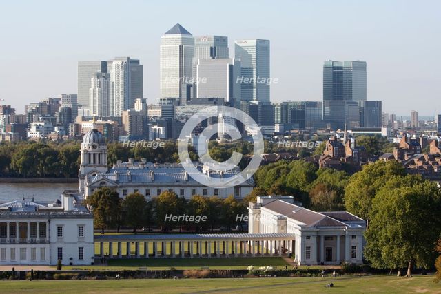 Canary Wharf from Greenwich Park, London, 2009.  Creator: Peter Thompson.