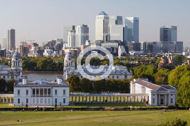 Canary Wharf from Greenwich Park, London, 2009.  Creator: Peter Thompson.