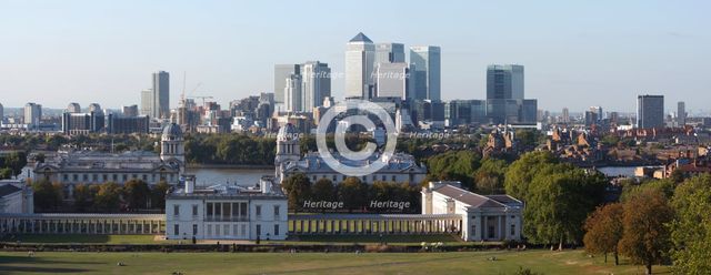 Canary Wharf from Greenwich Park, London, 2009.  Creator: Peter Thompson.
