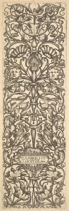 Candelabra with putti on goats at center, ca. 1525-50. Creator: Lambrecht Hopfer
