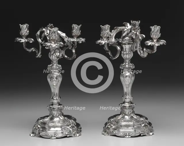 Candelabrum Pair , 1757-1758. Creator: François Thomas Germain (French, 1726-1791).