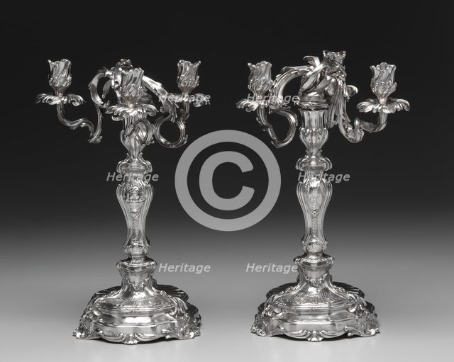 Candelabrum Pair , 1757-1758. Creator: François Thomas Germain (French, 1726-1791).
