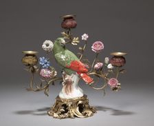 Candelabrum with Parrot , c. 1740. Creator: Meissen Porcelain Factory (German); Johann Joachim Kändler (German, 1706-1768)