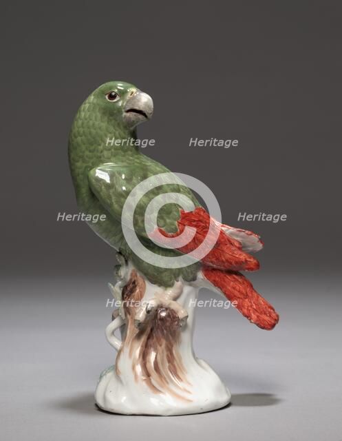 Candelabrum with Parrot (Parrot), c. 1740. Creator: Meissen Porcelain Factory (German); Johann Joachim Kändler (German, 1706-1768).