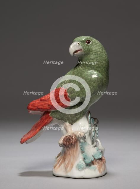 Candelabrum with Parrot (Parrot), c. 1740. Creator: Meissen Porcelain Factory (German); Johann Joachim Kändler (German, 1706-1768).