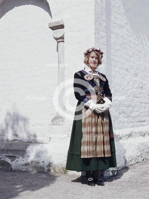 Candidate for Confirmation in traditional costume, Dalby, Scania, Sweden, 1971. Artist: Torkel Lindeberg