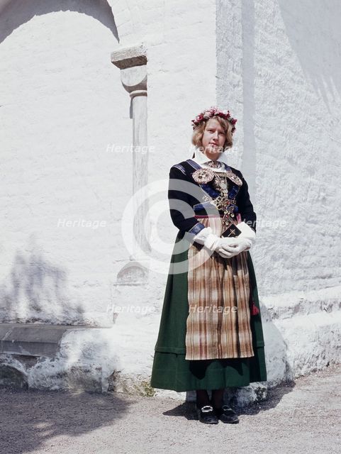 Candidate for Confirmation in traditional costume, Dalby, Scania, Sweden, 1971. Creator: Torkel Lindeberg.