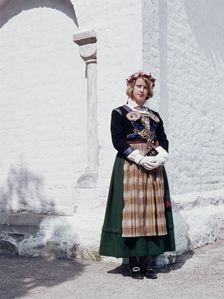 Candidate for Confirmation in traditional costume, Dalby, Scania, Sweden, 1971. Creator: Torkel Lindeberg