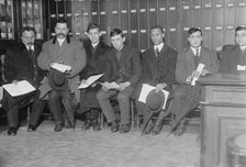 Candidates for naturalization seated with papers, 1910. Creator: Bain News Service