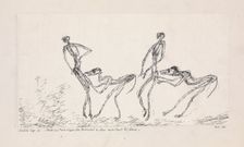 Candide, chapitre 16. Tandis que deux singes les suivaient en leur mordant les fesses, 1911