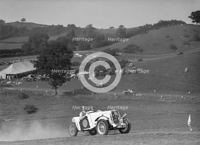 Candidi Provocatores team Singer Le Mans at the Singer CC Rushmere Hill Climb, Shropshire 1935. Artist: Bill Brunell.