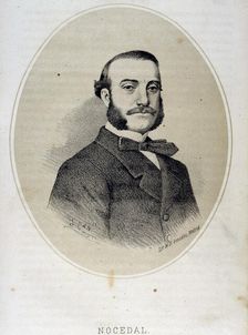 Cándido Nocedal (1821-1885), Spanish politician, lithography by J. Denou