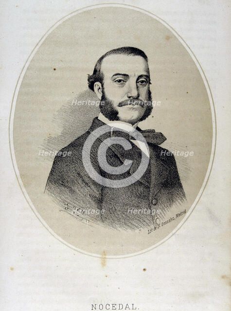 Cándido Nocedal (1821-1885), Spanish politician, lithography by J. Denou.