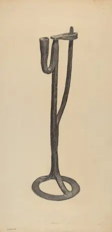 Candle and Rush Light Holder, c. 1938. Creator: Jack Staloff