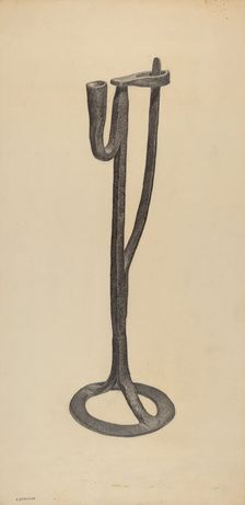 Candle and Rush Light Holder, c. 1938. Creator: Jack Staloff