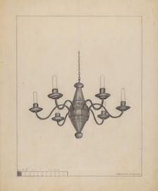 Candle Chandelier, c. 1936. Creator: Columbus Simpson