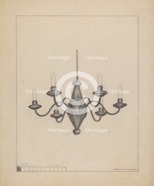 Candle Chandelier, c. 1936. Creator: Columbus Simpson.