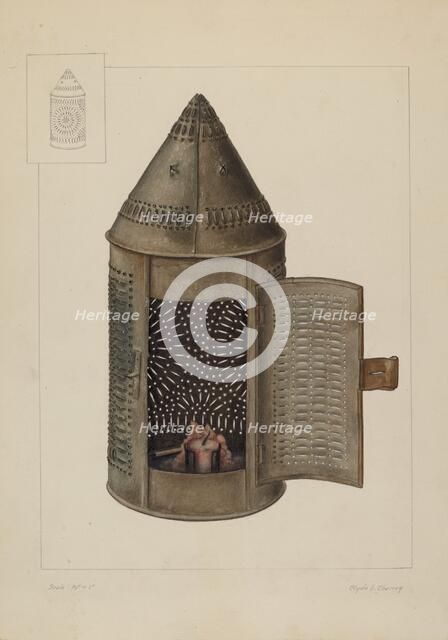 Candle Lantern, 1935/1942. Creator: Clyde L. Cheney.