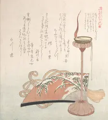 Candle-Stand and Fan, 19th century. Creator: Kubo Shunman