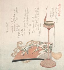 Candle-Stand and Fan, 19th century. Creator: Kubo Shunman