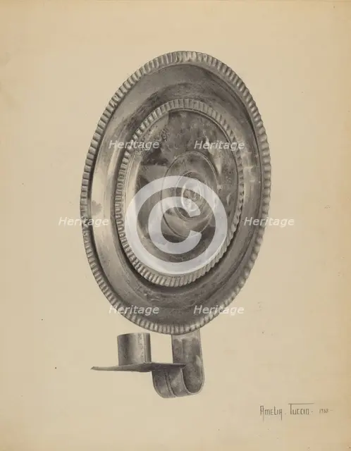 Candle Sconce, 1938. Creator: Amelia Tuccio.