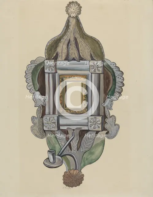 Candle Sconce with Mirror, 1935/1942. Creator: E. Boyd.