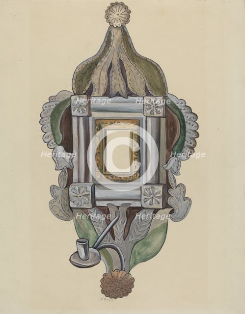 Candle Sconce with Mirror, 1935/1942. Creator: E. Boyd.