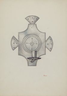 Candleholder (Candelero) Cut Tin, 1940. Creator: Hal Blakeley