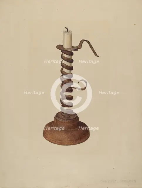 Candlestick, 1935/1942. Creator: Christabel Scrymser.