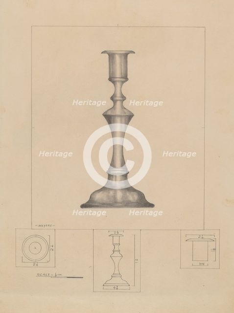 Candlestick, 1935/1942. Creator: Henry Meyers.