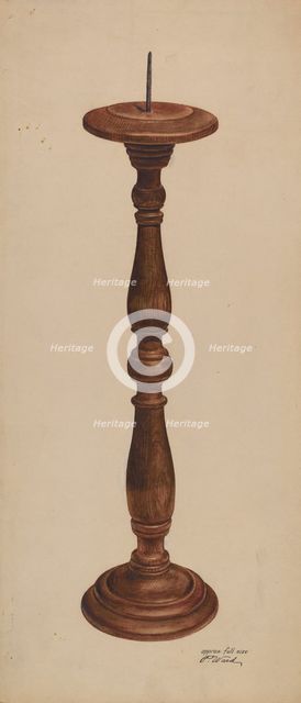 Candlestick, 1935/1942. Creator: Paul Ward.