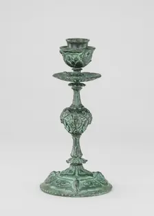 Candlestick, Cup Form, with Arabesques, Bell Flowers, Owls, and Panthers Heads, cast 1845/1874. Creator: Antoine-Louis Barye