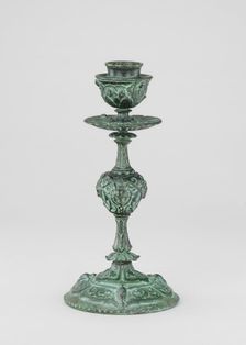 Candlestick, Cup Form, with Arabesques, Bell Flowers, Owls, and Panthers Heads, cast 1845/1874. Creator: Antoine-Louis Barye