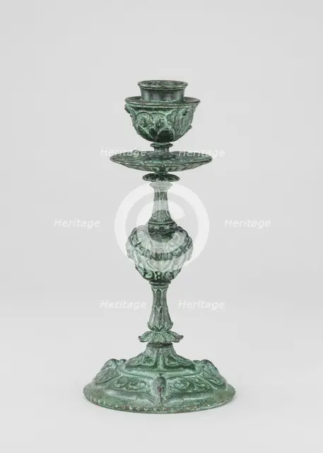 Candlestick, Cup Form, with Arabesques, Bell Flowers, Owls, and Panthers' Heads, cast 1845/1874. Creator: Antoine-Louis Barye.