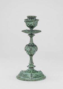 Candlestick, Cup Form, with Arabesques, Bell Flowers, Owls, and Panthers Heads, cast 1845/1874. Creator: Antoine-Louis Barye