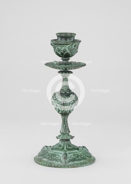 Candlestick, Cup Form, with Arabesques, Bell Flowers, Owls, and Panthers' Heads, cast 1845/1874. Creator: Antoine-Louis Barye.