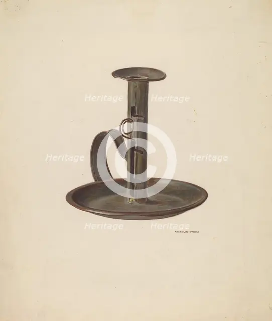 Candlestick and Holder, c. 1941. Creator: Franklyn Syres.