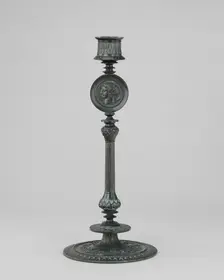Candlestick, Greek Style with Antique Medallions, model n.d., cast c. 1865/1874. Creator: Antoine-Louis Barye