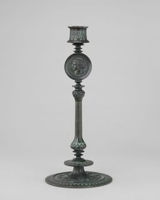 Candlestick, Greek Style with Antique Medallions, model n.d., cast c. 1865/1874. Creator: Antoine-Louis Barye