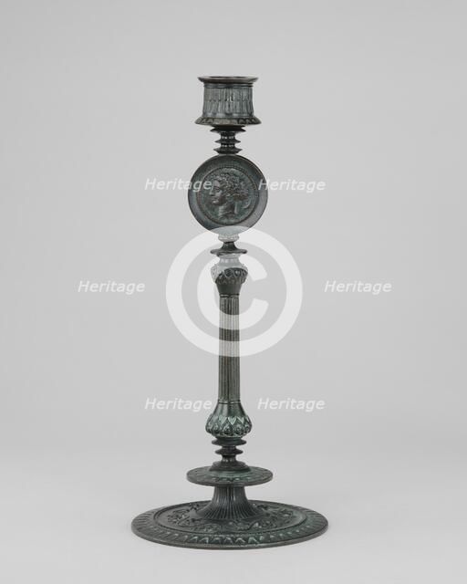Candlestick, Greek Style with Antique Medallions, model n.d., cast c. 1865/1874. Creator: Antoine-Louis Barye.