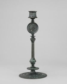 Candlestick, Greek Style with Antique Medallions, model n.d., cast c. 1865/1874. Creator: Antoine-Louis Barye