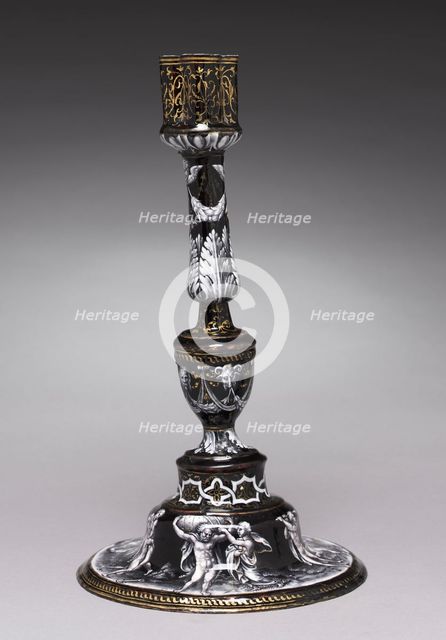 Candlestick Depicting Five of the Seven Labors of Hercules, c. 1565. Creator: Jean II de Court (French, bef 1583), attributed to.